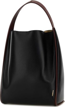 Jil Sander Womens Tote Bucket Black Ovine Leather