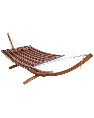 Sunnydaze Quilted 2-Person Hammock With 13 Curved Wood Stand