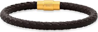 HMY Jewelry Brown Braided Leather Bracelet in Brown/Yellow at Nordstrom Rack