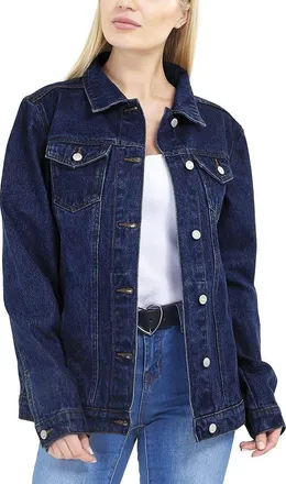 SS7 Womens Boyfriend Fit Denim Jacket Indigo