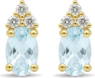 House of Brilliance 10K Yellow Gold Birthstone and Diamond Trio Stud Earrings