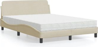 vidaXL Cama Con Colch&oacute;n Tela Color Crema 140x190 Cm Vidaxl
