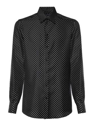 Dolce & Gabbana Martini Polka Dot Silk Twill Shirt
