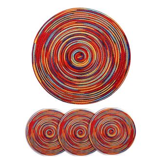 OEM Juego De 4 Manteles Individuales Redondos De Algod&oacute;n Tejido Resistente Al Calor - 30 Cm