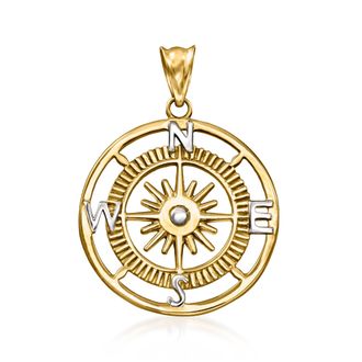 Ross-Simons 14kt Yellow Gold Compass Pendant