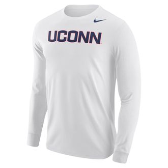 Nike Connecticut Huskies Nike Mens Football Long-Sleeve T-Shirt in White | M12333P397UCON-WHT