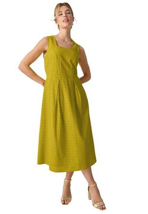 Jessica London Sleeveless Eyelet Midi Dress in Golden Citrus at Nordstrom, Size 26