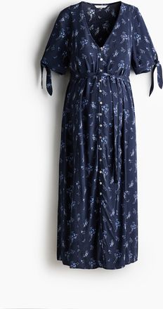 H&M MAMA Viskosekleid mit Bindeg&uuml;rtel - Blue