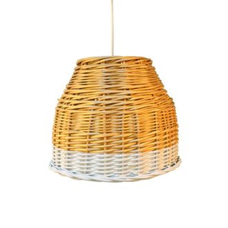 Wonderlamp L&aacute;mpara de techo artesanal de mimbre natural y blanco &oslash;35cm