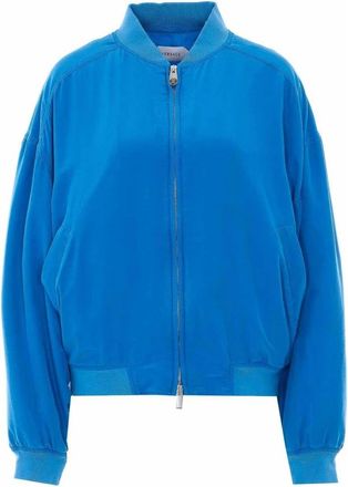 Versace Silk Poplin Zip Blouson - Dames - Bomber jackets - Blauw - S - Polyester - Jassen