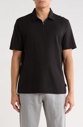 Ted Baker Quarter Zip Knit Polo in Black Beauty at Nordstrom Rack, Size Xx-Large