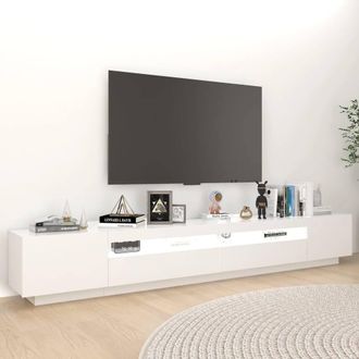 Berkfield Home TV Cabinet with LED Lights White 260x35x40 cm | Size: 260 x 35 x 40 cm