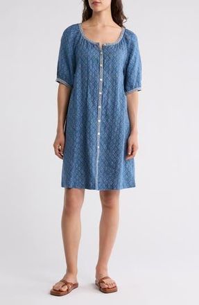 Faherty Carmel Linen Button-Up Minidress in Key Largo Blue at Nordstrom Rack, Size Medium