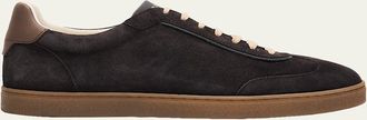 Brunello Cucinelli Mens Suede T-Toe Low-Top Sneakers
