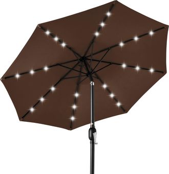 Best Choice Products 10ft Solar LED Lighted Patio Umbrella w/ Tilt Adjustment, UV-Resistant Fabric