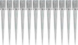 vidaXL Vidaxl - Picas De Tierra 12 Uds Acero Galvanizado Plateado 9x9x75 Cm