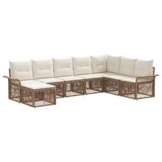 vidaXL Conjunto De Sof&aacute;s De Jard&iacute;n 8 Pcs Beige Rat&aacute;n Sint&eacute;tico Vidaxl