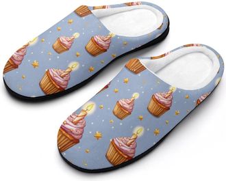 Generic Cupcakes Print Mens Slippers Comfortable And Non-slip Cotton Slipper Shoe for House