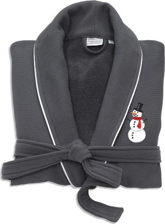 Linum Home Textiles Waffle Terry Embroidered Holiday Bath Robe