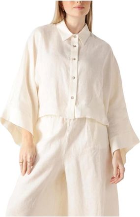 Greek Archaic Kori Dames, Blouses & Shirts, Wit, Maat: S Linnen