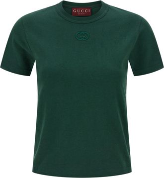 Gucci New 70s T Shirt Verde-Donna