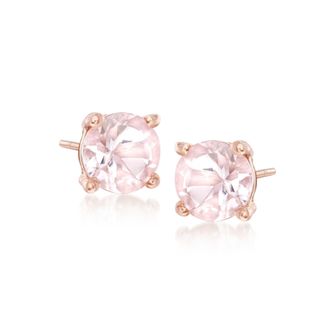 Ross-Simons Morganite Stud Earrings in 18kt Rose Gold Over Sterling