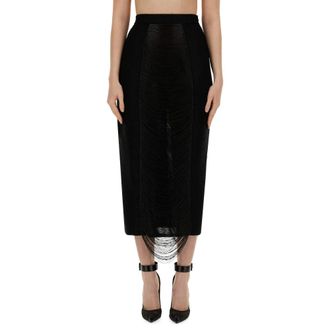 Alexander McQueen Alexander McQueen, Midi Skirts, female, Black, Size: S Armour Stitch Skirt