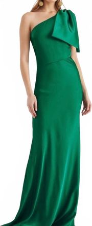 Sachin & Babi Aubrey One-Shoulder Gown In Emerald