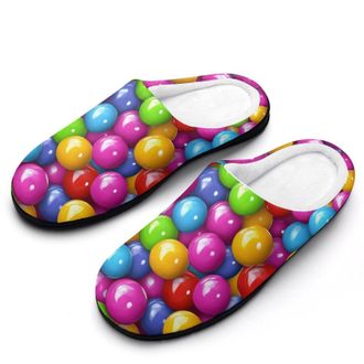 Generic Colorful Candy Print Womens Slippers Warm House Slippers Indoor House Shoes with Anti-Skid Rubber Sole