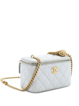Chanel Sweet Camellia Vanity Case with Chain Quilted Lambskin Small crossbody bag - Grigio