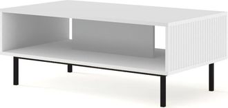 AKL FURNITURE Mesa de centro efecto madera Blanco y Negro LED