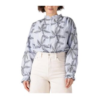 Nukus Nukus, Overhemden, Dames, Blauw, S, Katoen, Jenna Blouse Embroidery