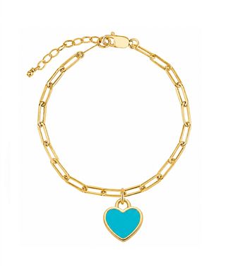 Liv Oliver 18K Gold Heart Charm Turquoise Bracelet