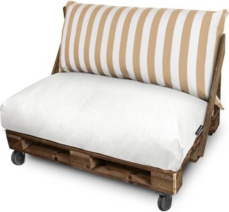Happers Coj&iacute;n Para Palets Toldotex Blanco-beige Set: Asiento 120x80x20 (blanco-liso)+respaldo 120x45x25 (rayado) Blanco-beige
