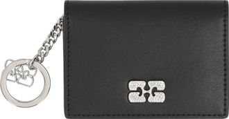 Ganni Bou Card Holder - Dames - Portefeuilles - Zwart - ONE Size - Leer - Accessoires