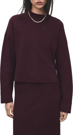 Mango Structured Crewneck Sweater in Wine at Nordstrom, Size X-Small