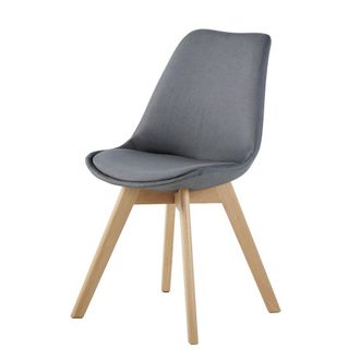 Maisons du monde Silla de de tela color gris oscuro y haya