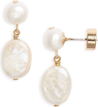 Nordstrom Demi Fine Freshwater Pearl Drop Earrings in White- 14K Gold Plated at Nordstrom