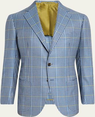 Cesare Attolini Mens Mini-Check Sport Coat