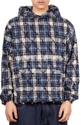 Pleasures Mystic Flannel Poncho Hoodie in Navy at Nordstrom, Size Xx-Large