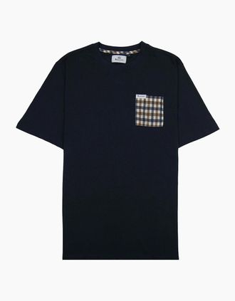 Aquascutum Mens Aquascutum Active Club Check Pocket T Shirt Navy - Size: 42