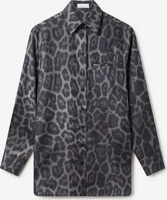 Stella McCartney Oversize-Hemd aus Seide mit Leopardenprint