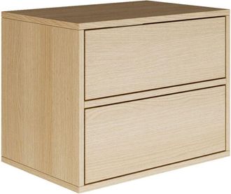 Selsey Selsey Framme - Mesita De Noche Colgante Con 2 Cajones - Efecto Madera Roble - 50 Cm