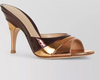 Gianvito Rossi metallic finish stiletto heel open back mules
