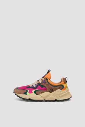 Flower Mountain Womens Rulis Squared Sneakers In Light Brown/ Bordeaux/ Lime