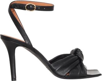 Via Roma 15 Black Leather Sandals