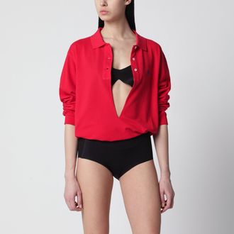 Prada Polo rossa in piquet di cotone