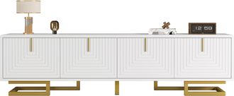 STILVORA Mueble De Tv Con 4 Puertas Y Estantes Interiores, Bisagras Amortiguadas, Patas Regulables, Estilo Moderno, 160&times;38&times;44,5 Cm, Blanco