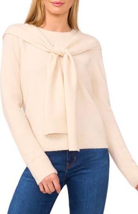 Halogen Shoulder Wrap Detail Sweater in Birch at Nordstrom Rack, Size Xx-Large