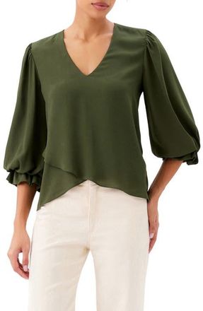 Karen Kane Crossover Hem Asymmetric Top in Light Olive at Nordstrom, Size X-Small P